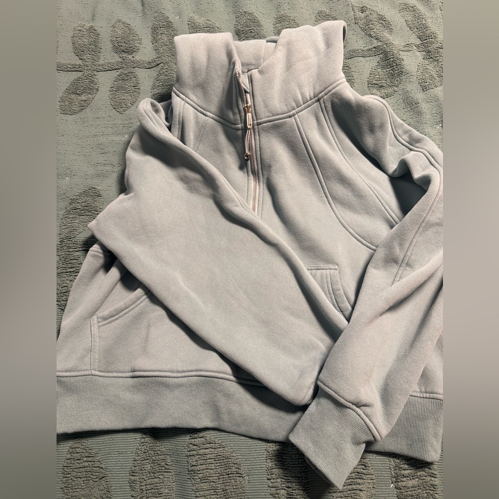 Trendy Queen Scuba Neck Cropped Hoodie, aqua , Women’s XL